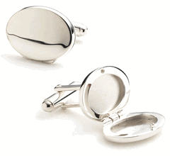 silver locket cufflinks